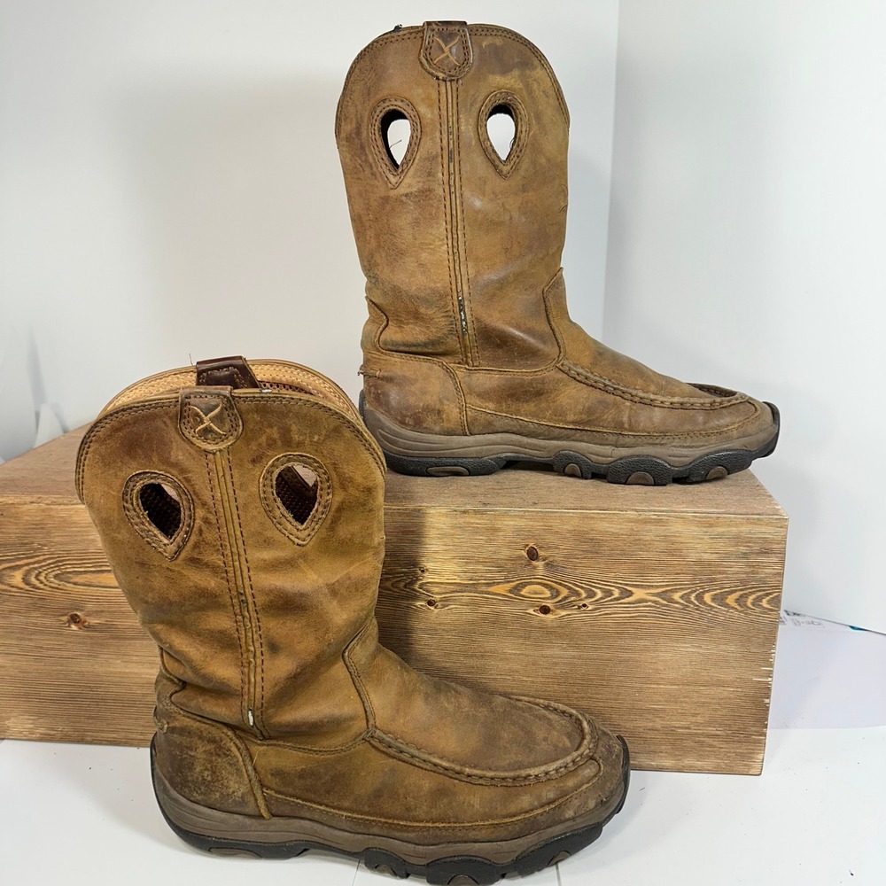Twisted X Western Boots Mens 8.5 Pull On Moc Toe Cowboy Ranch Cowgirl MHKB002